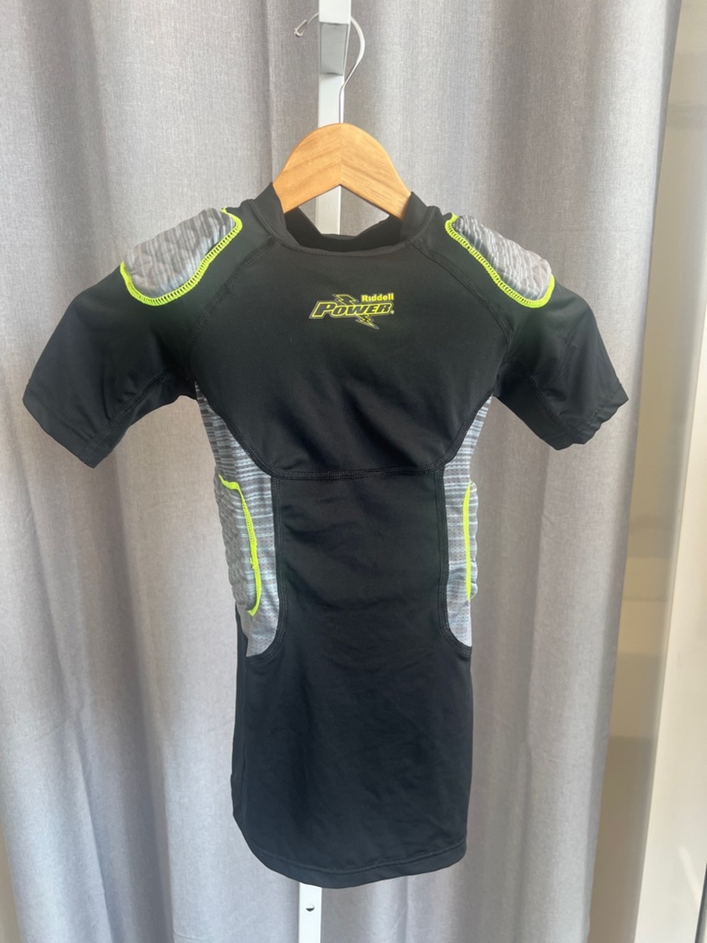 Riddell Youth Black & Gray Compression Football Jersey with Neon Accents - Small